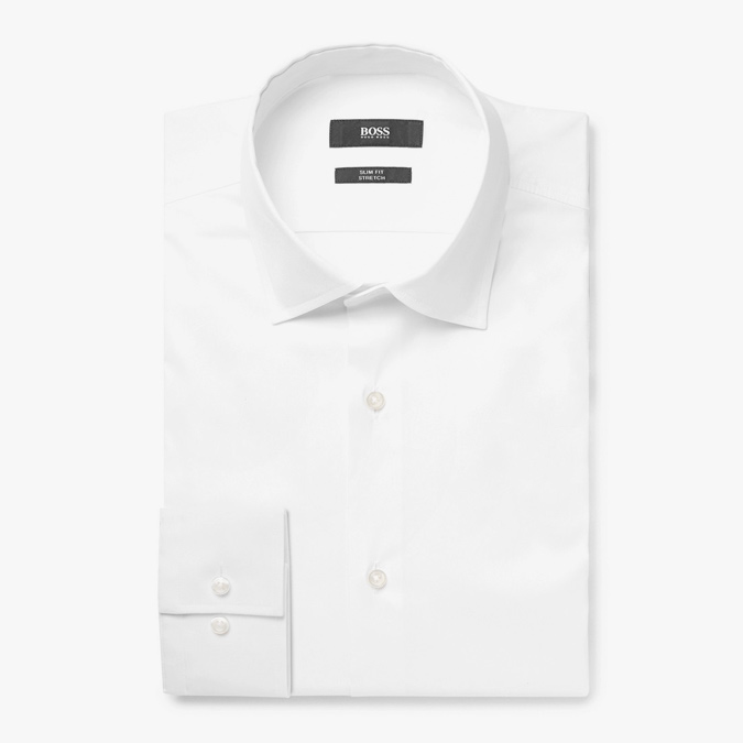 HUGO BOSS White Jenno Slim-Fit Cotton-Blend Shirt