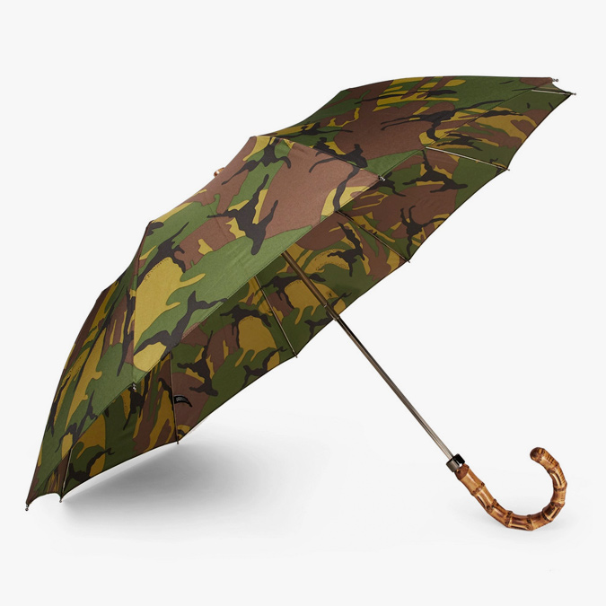 LONDON UNDERCOVER Camouflage-Print Wood-Handle Telescopic Umbrella
