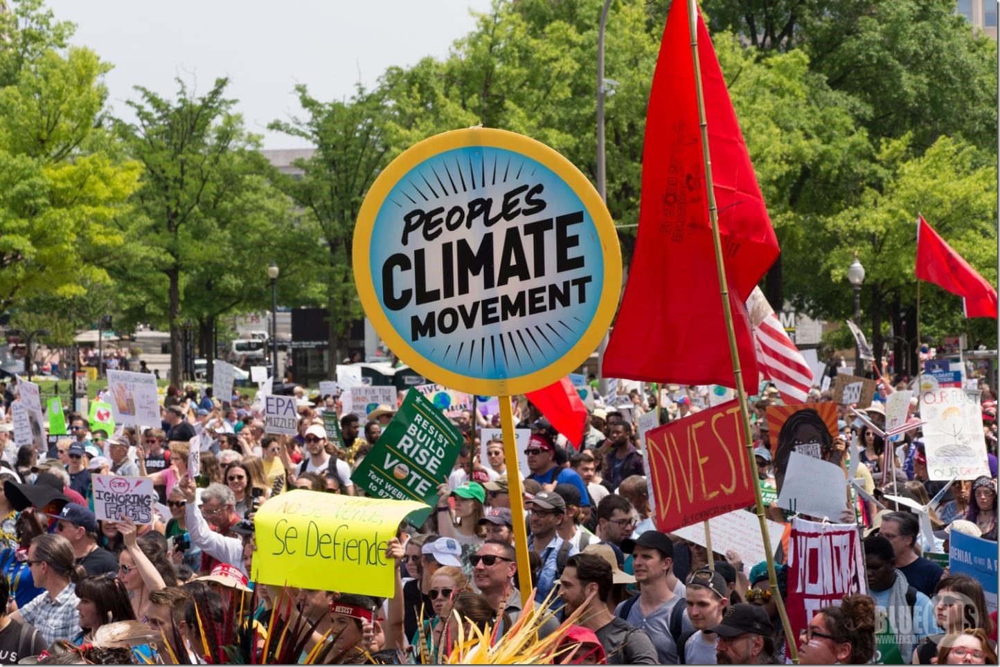 Protestors at the People's Climate March in DC on April 29, 2017 Credit: Mark Dixon/Flickr