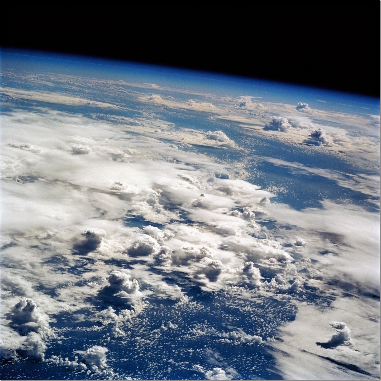 204360_web Clouds from deep convection over the tropical Pacific ocean, photographed by the space shuttle. Such convective activity drives the Hadley circulation of the atmosphere. Credit: NASA