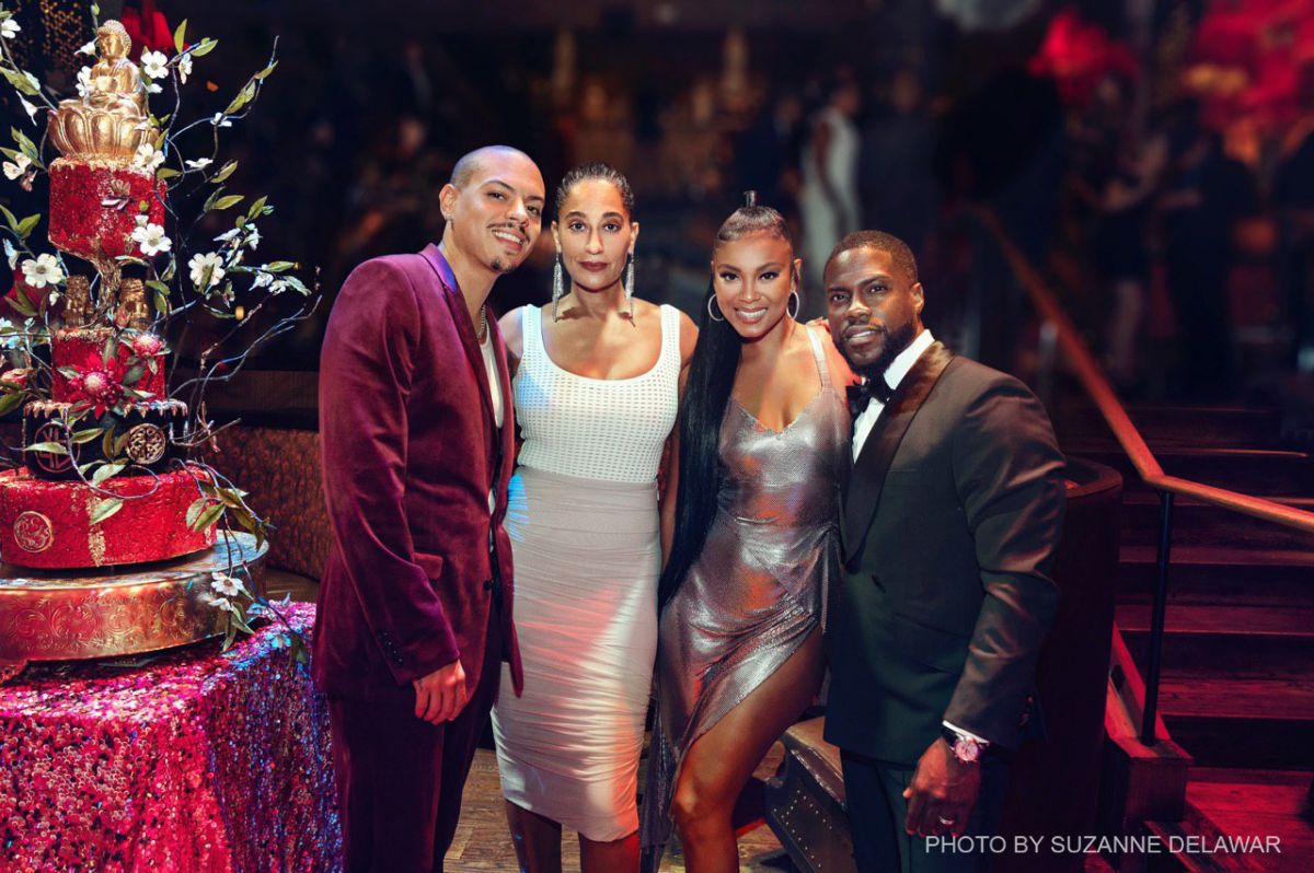 Kevin Hart with his wife Eniko Hart and siblings Tracee Ellis Ross and Evan Ross. (Photo: Suzanne Delawar)