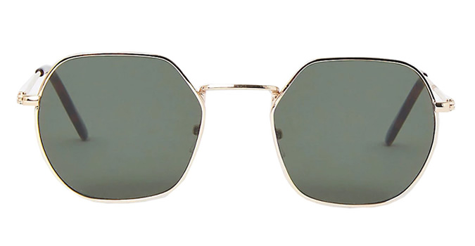 Gold tone hexagon sunglasses