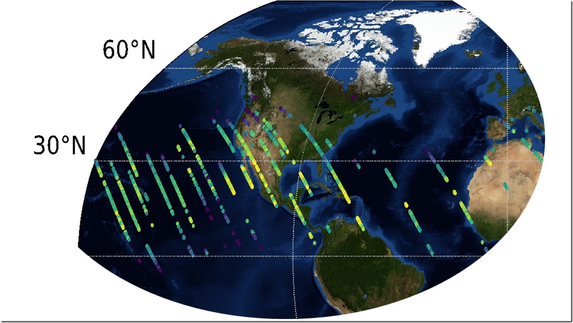 Preliminary carbon dioxide (CO2) measurements from OCO-3 over the United States. Credit: NASA/JPL-Caltech