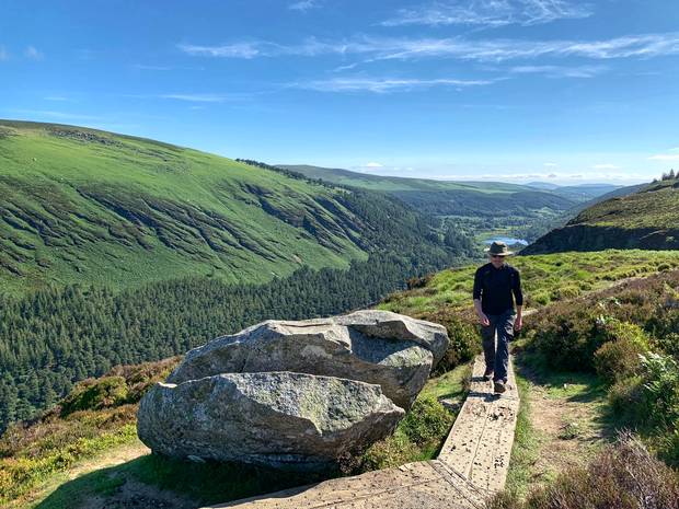 Pól Ó Conghaile walking the Spinc Ridge over Glendalough's Upper Lake, in Co Wicklow. Pól Ó Conghaile walking the Spinc Ridge over Glendalough's Upper Lake, in Co Wicklow.