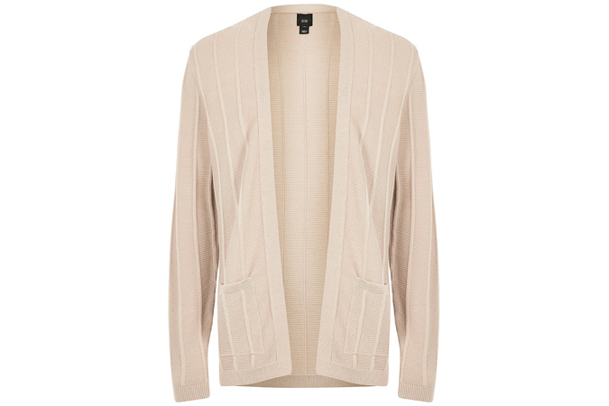 Stone slim fit ribbed knit cardigan