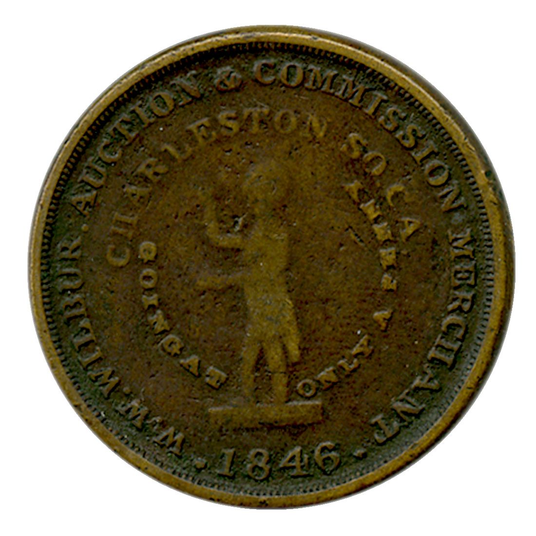 One-cent token used to advertise a slave auction house in South Carolina, 1846. (Photo: Angelo Scarlato)