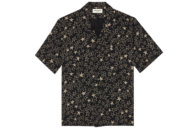 SHARK-COLLAR SHIRT PRINTED WITH GRAFFITI STARS