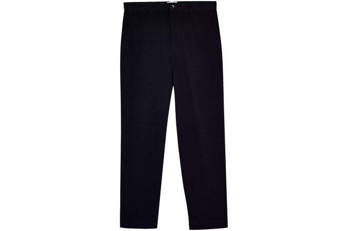 FARAH Navy Hawtin Cropped Waffle Trousers