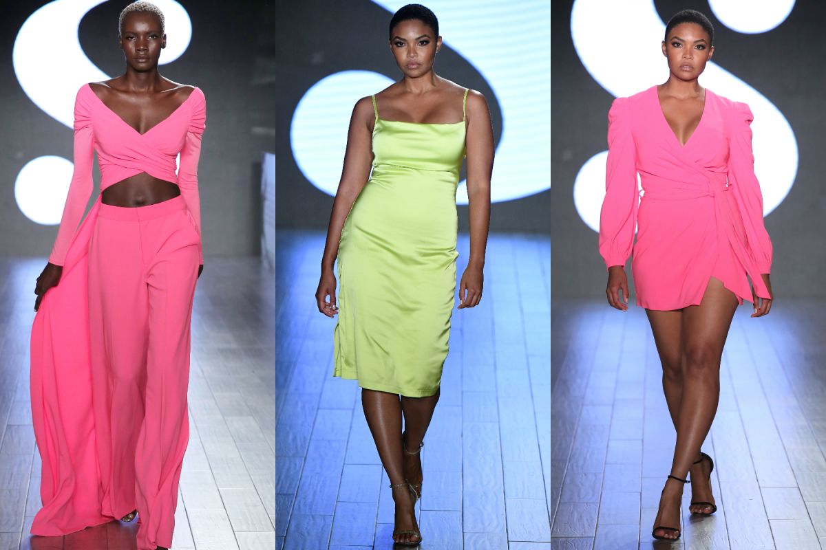 Models wear bright colors during Serena Williams' NYFW fashion show.
(Photos: Thomas Concordia/Getty Images for Style360, Victor VIRGILE/Gamma-Rapho via Getty Images, Thomas Concordia/Getty Images for Style360)