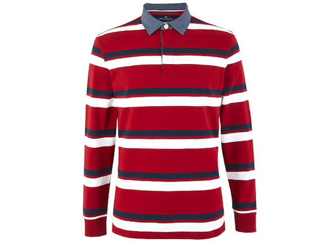 BLUE HARBOUR Pure Cotton Striped Rugby Top