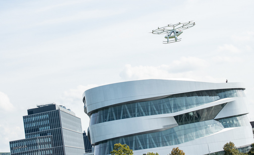 Volocopter prototype demonstration at Daimler's headquarters