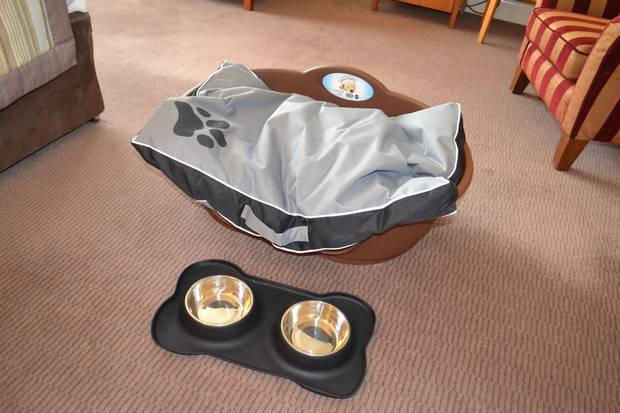 A doggie bed and bowls in the 'autism-friendly' room at Roe Park Resort, Limavady. Features were added in consultation with Assistance Dogs NI, the hotel says. undefined