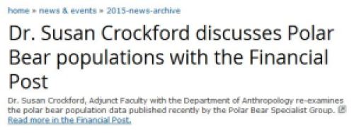 UVicAnth announcement of Crockford op-ed in Financial Post Jan 2015