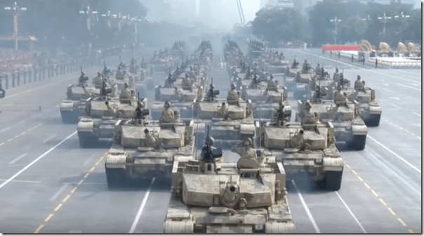 A military parade at Tienanmen Square celebrated the 70th anniversary of the Chinese Revolution October 1, 2019 (YouTube screen grab)