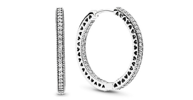 pandora Sparkle & Hearts Hoop Earrings