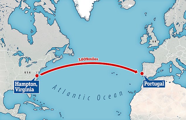 The ship belonging to Australian YouTubers Mr Whitelum and Ms Carausu, left from Hampton, Virginia