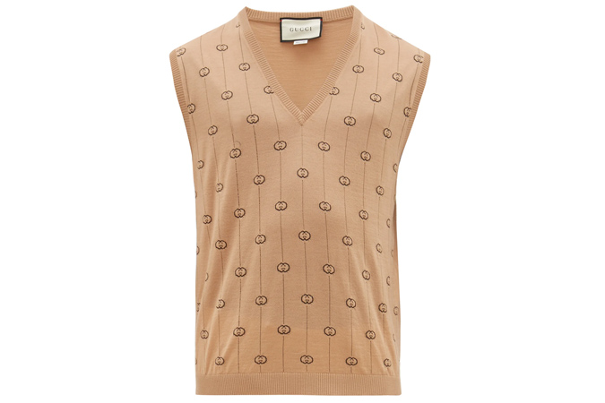 GUCCI GG-intarsia wool-blend sleeveless sweater