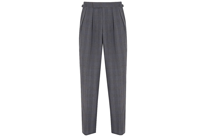 GREY PRINCE OF WALES CHECK WOOL ALEKS TROUSERS