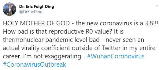Tweet by Feigl Ding about coronavirus
