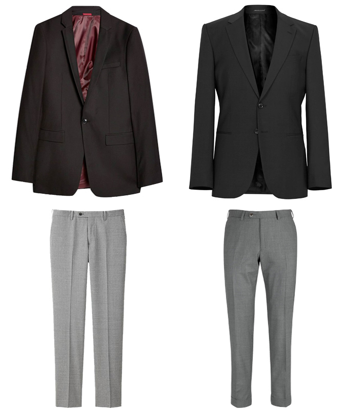 Black blazer and grey trousers outfits