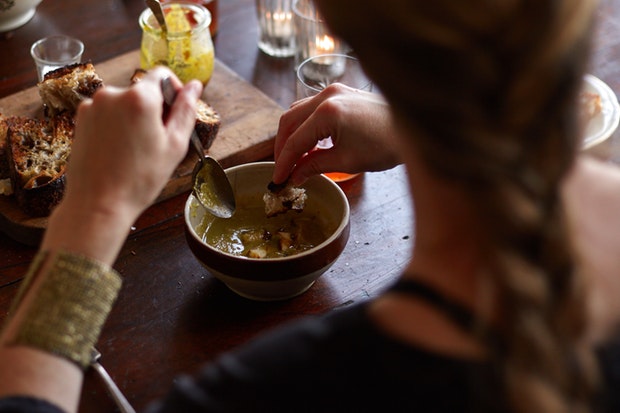 Green Lentil Soup with Curried Brown Butter