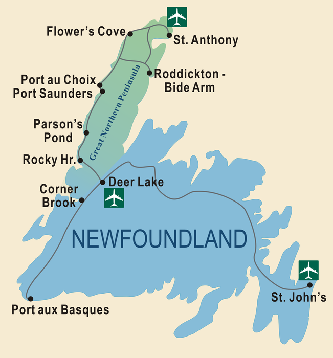 Newfoundland Great Northern Peninsula map