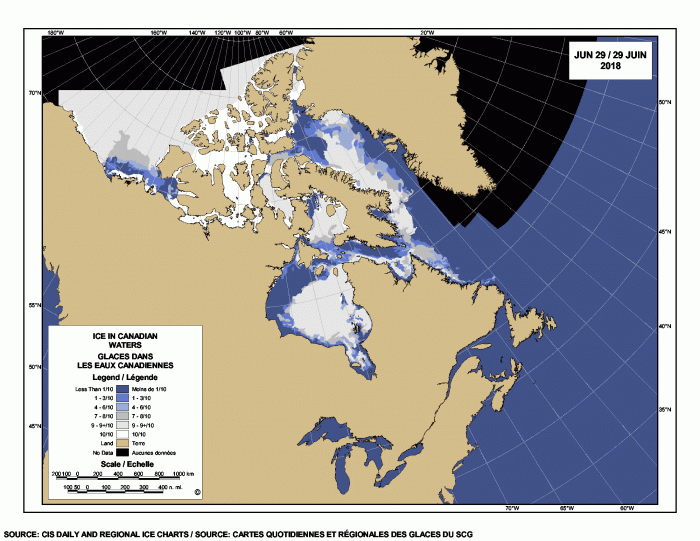 Sea ice Canada 2018 June 29