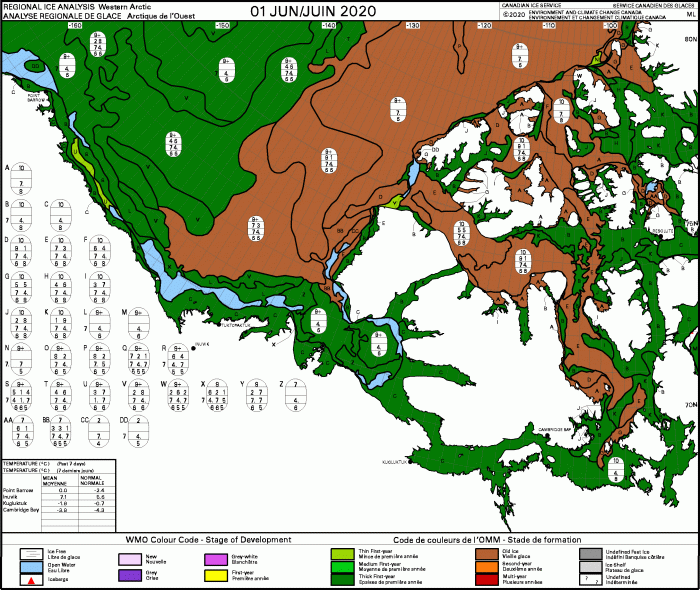 Western Arctic weekly stage of development 2020 June 1