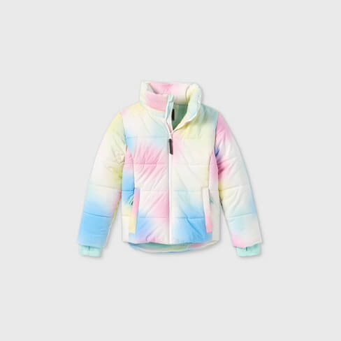 Multi-colored puffer jacket